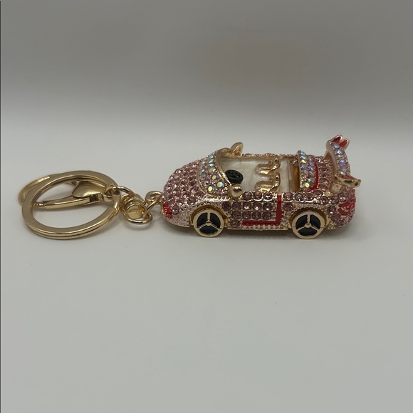 Gold and Pink Rhinestone Car Keychain - Picture 4 of 6
